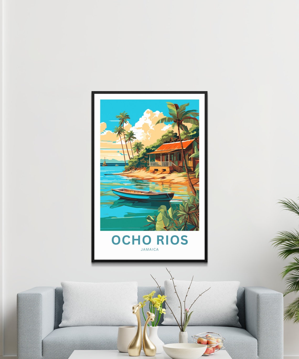 Personalized Ocho Rios Jamaica Beach Hut Palm Bay Travel Poster - Image 3