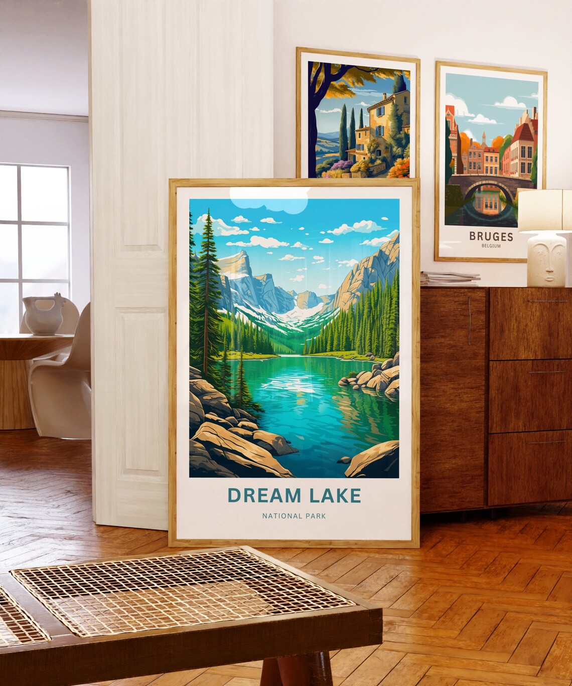 Personalized Dream Lake National Park Teal Alpine Lake Travel Poster - Image 5