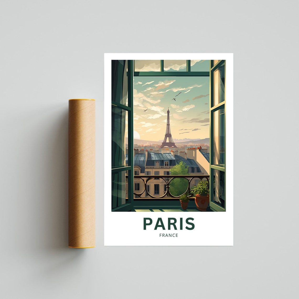 Paris France Eiffel Tower Balcony View Vintage Travel Poster - Image 5