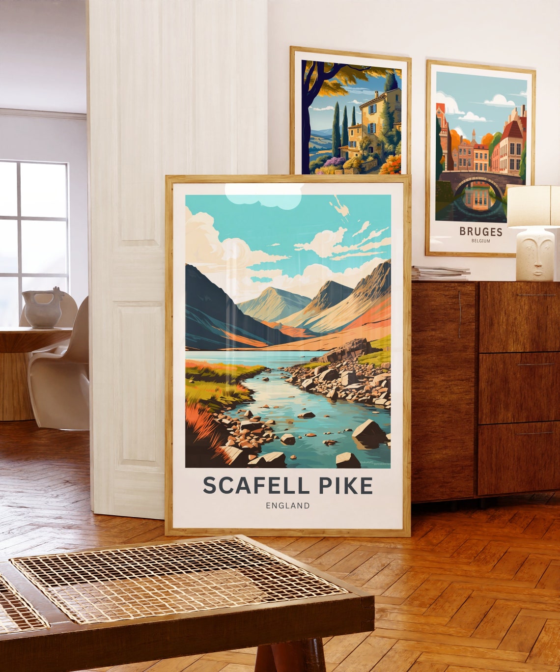 Personalized Scafell Pike Mountain Lake Custom Vintage Travel Poster - Image 5