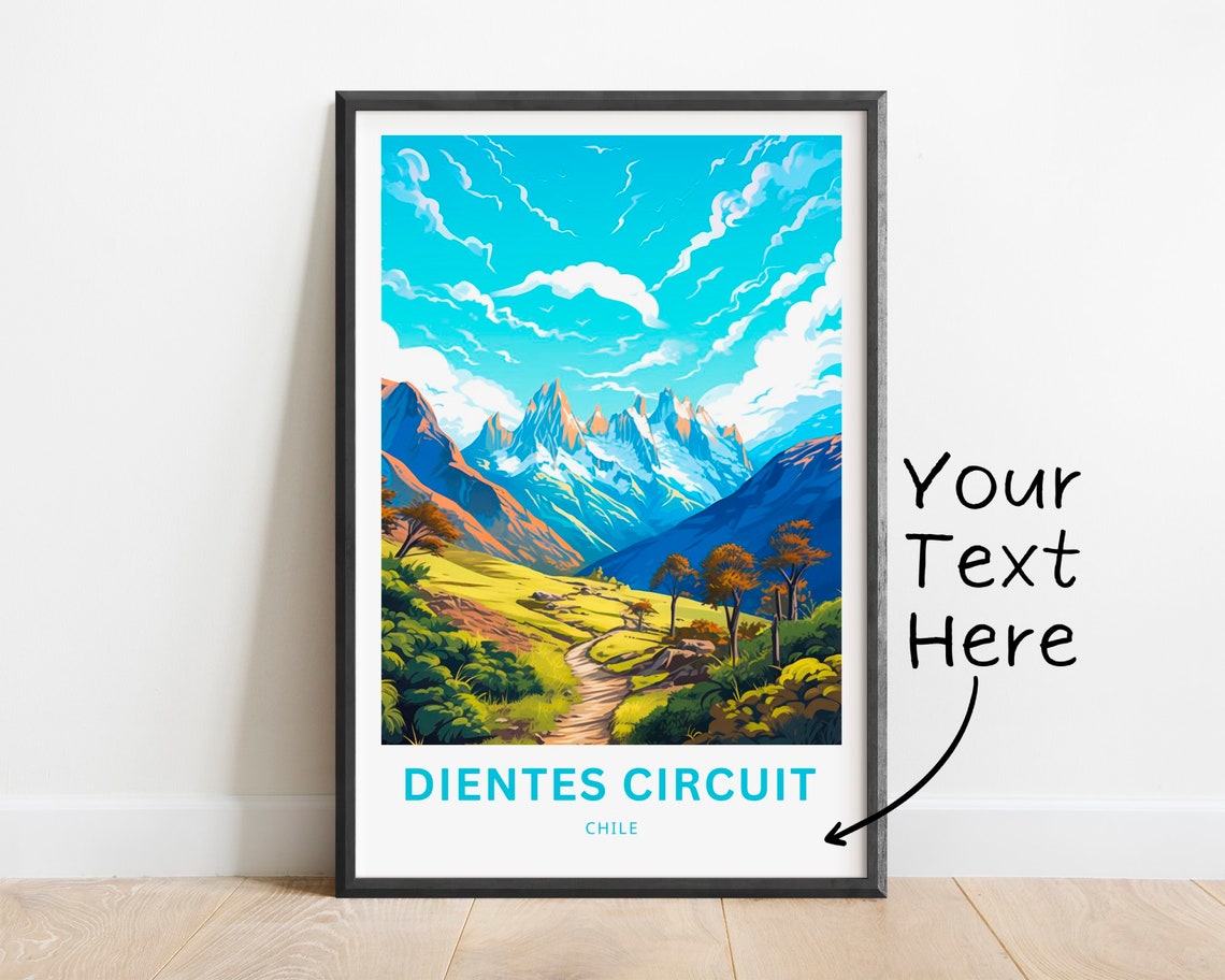 Personalized Dientes Circuit Trek Circuit Travel Print Dientes Circuit Trek Circuit Poster Chile Wall Art Framed Present Gift Chile Present