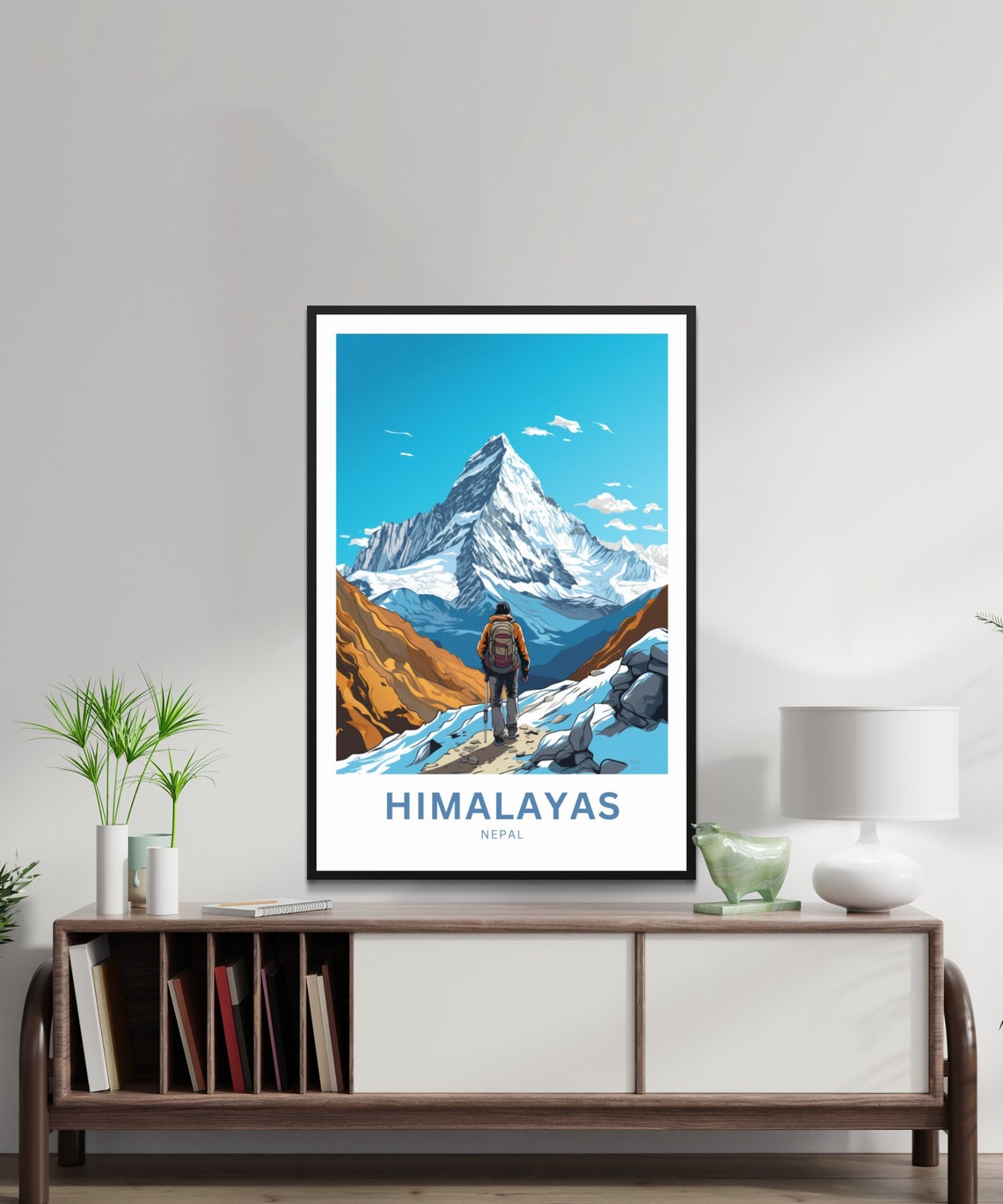 Himalayas Nepal Mountain Trek Hiker Personalized Travel Poster - Image 2