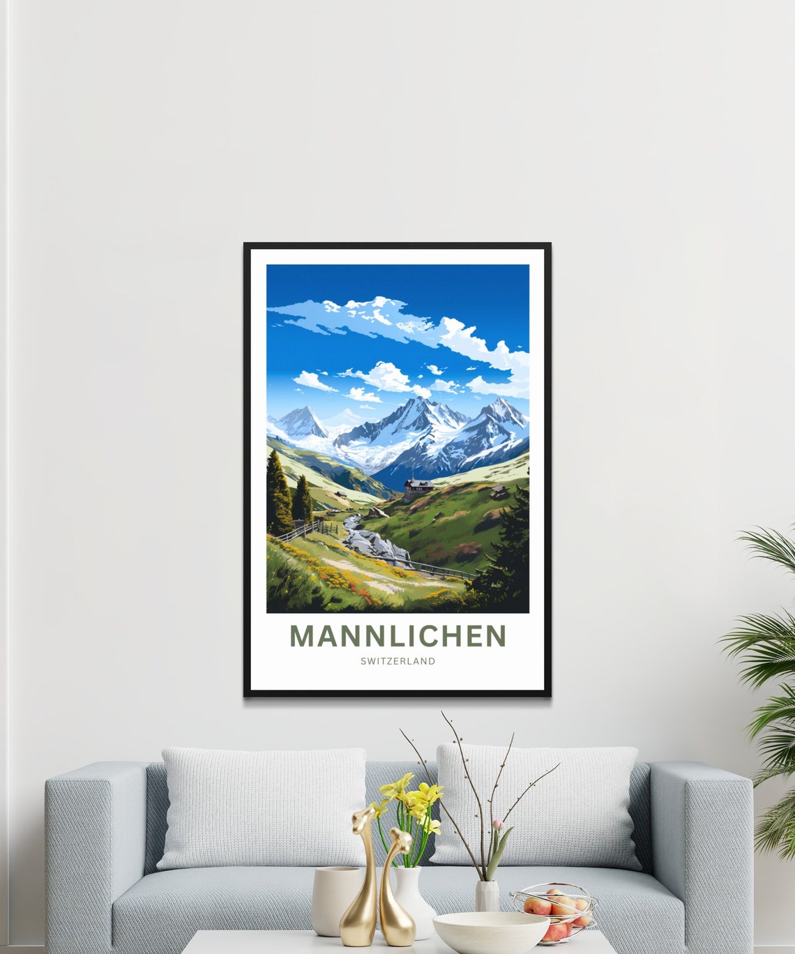 Personalized Mannlichen Switzerland Alpine Peaks Travel Poster - Image 2