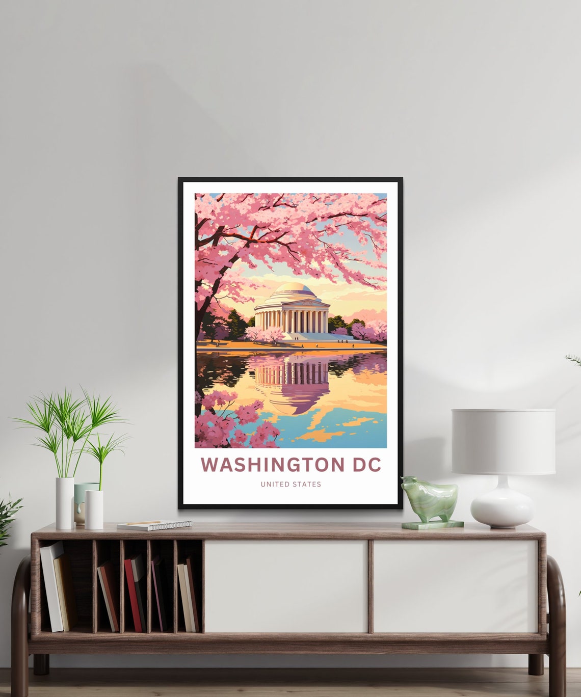 Washington DC Cherry Blossom Jefferson Memorial Spring Travel Poster - Image 2