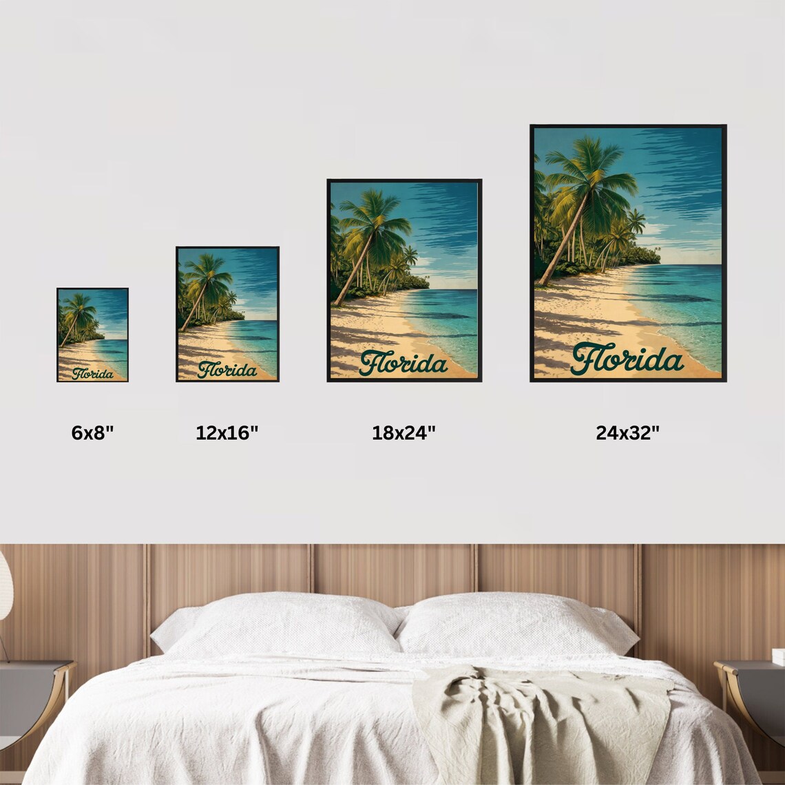 Florida Beach Palm Trees Turquoise Water Retro Vintage Travel Poster - Image 4