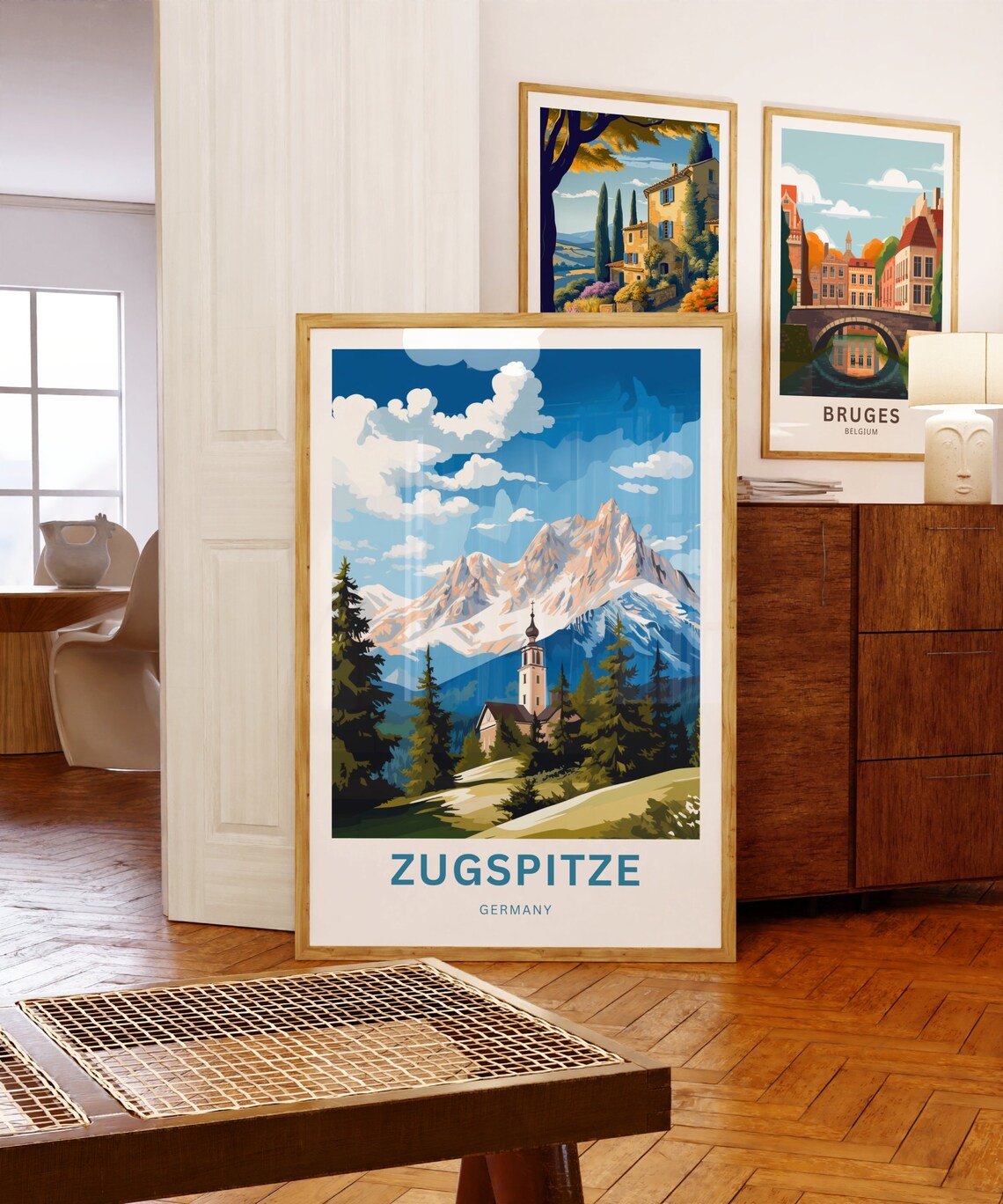 Zugspitze Germany Alpine Church Snow Capped Peak Travel Poster - Image 5