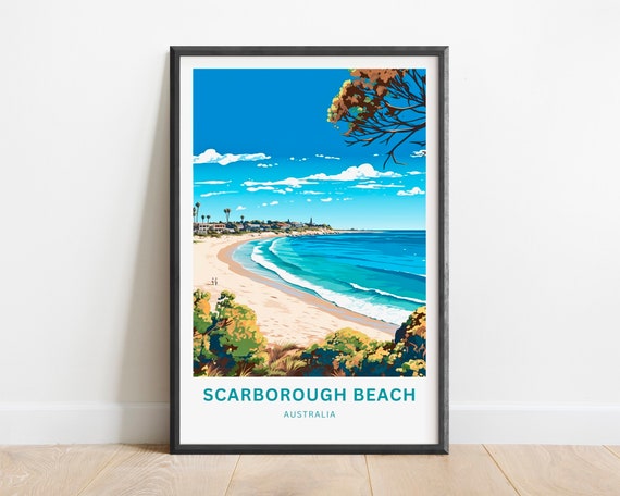 Scarborough Beach Travel Print Poster Australia Wall Art Framed Present Gift