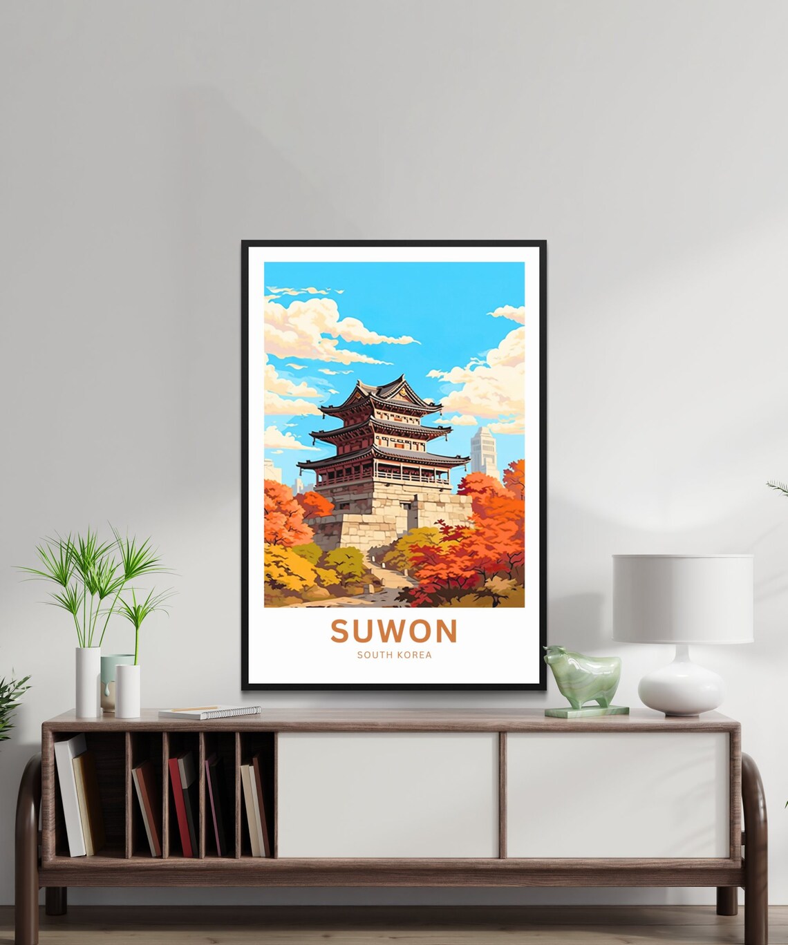 Suwon South Korea Historic Fortress Gate Autumn Foliage Art Poster - Image 2