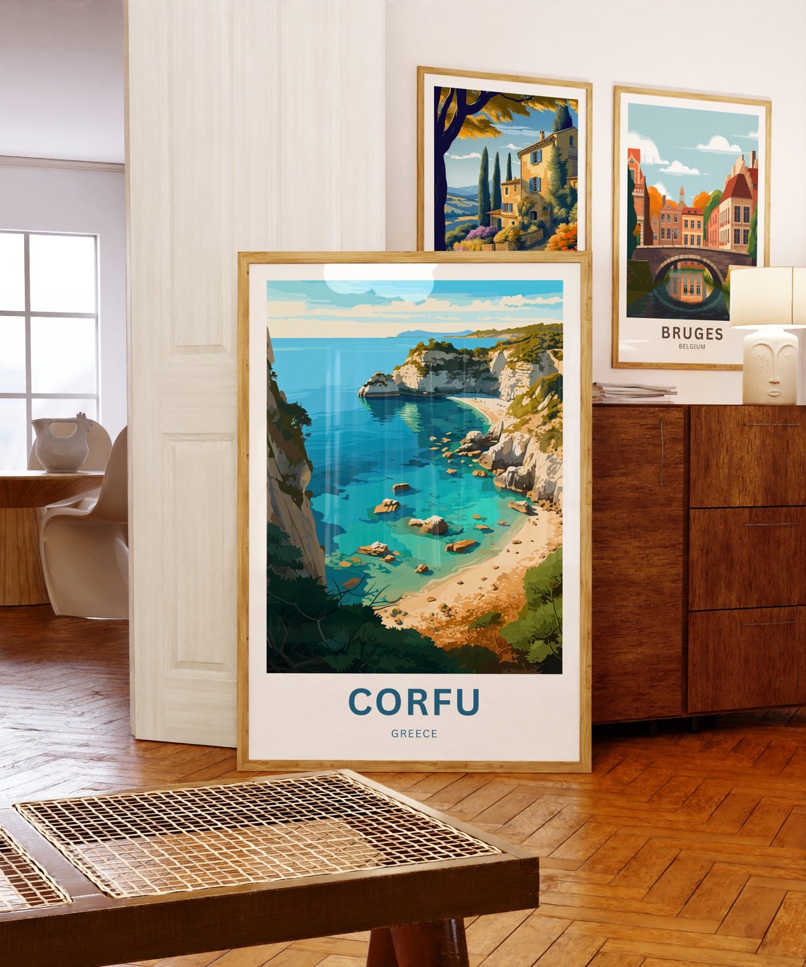 Corfu Greece Turquoise Cove White Cliffs Beach Travel Poster - Image 5