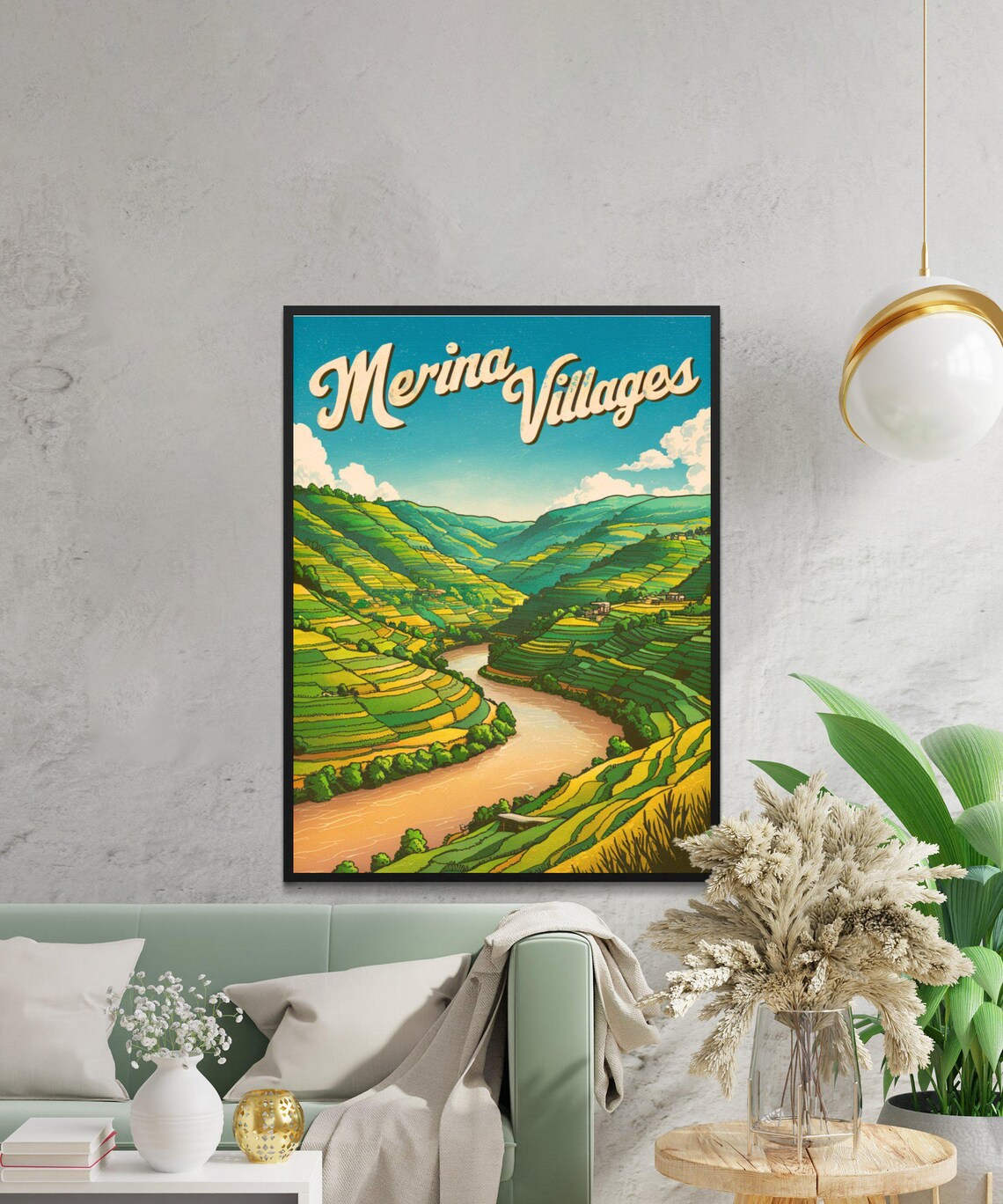 Merina Villages Madagascar Terraced Hills Vintage Travel Poster - Image 3