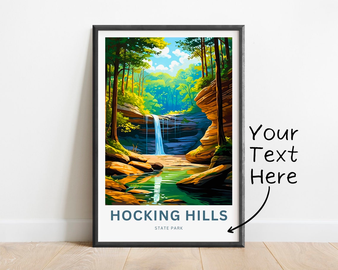 Hocking Hills State Park Forest Waterfall Scenic Gorge View Poster