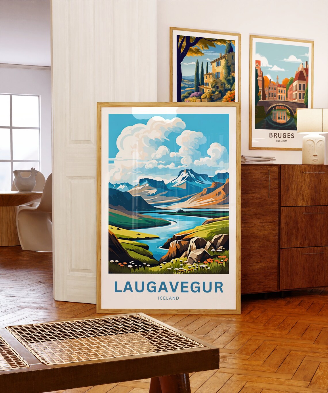 Laugavegur Iceland River Valley Peaks Wildflowers Travel Poster - Image 5