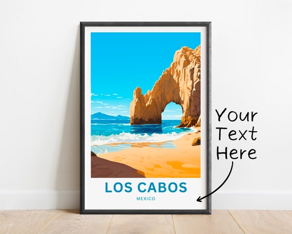 Personalized Los Cabos Travel Print Los Cabos Mexico Wall Art Framed Present Gift Baja California Peninsula Present