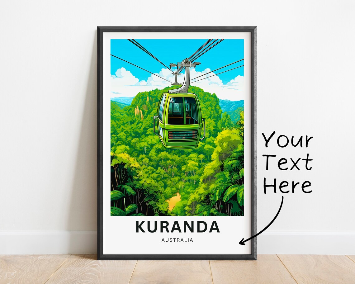 Kuranda Australia Rainforest Cable Car Vintage Travel Poster Gift - Image 2