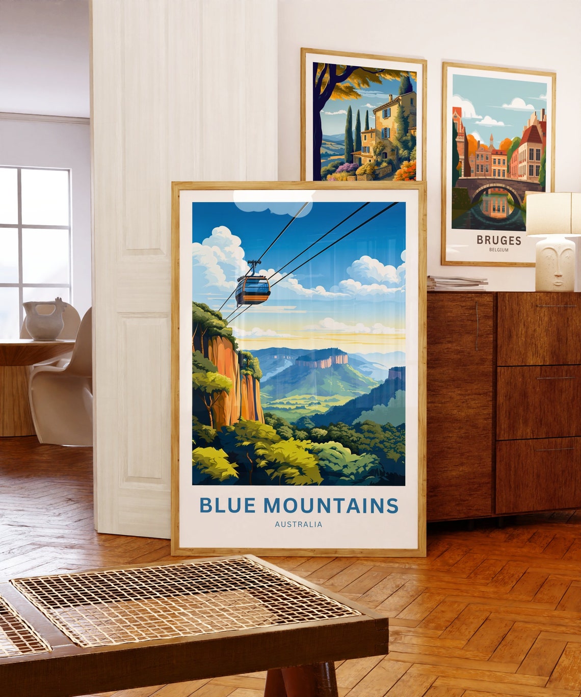 Blue Mountains Australia Gondola Forest Valley Custom Text Poster - Image 5