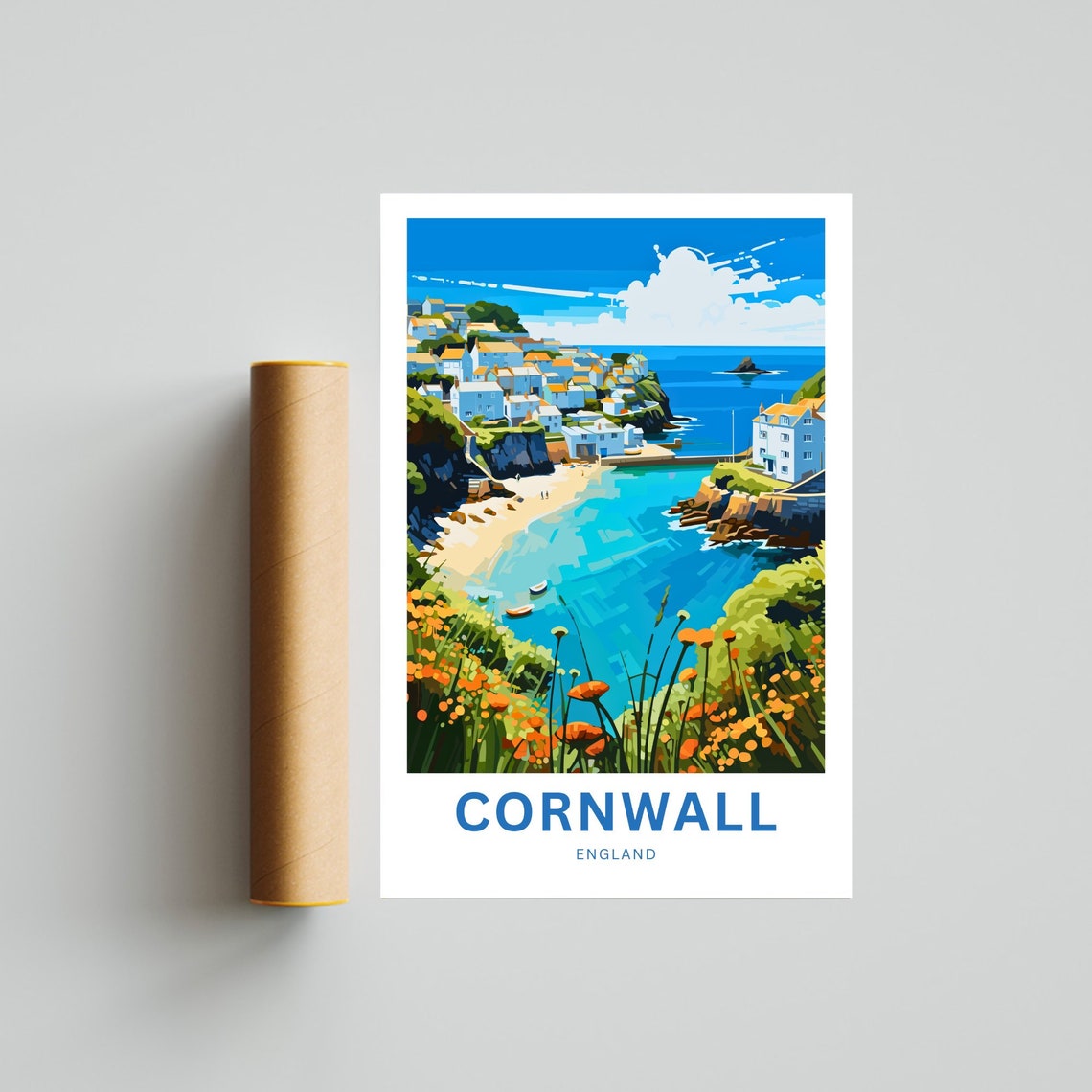 Personalized Cornwall England Cove Beach Village Travel Poster Gift - Image 4