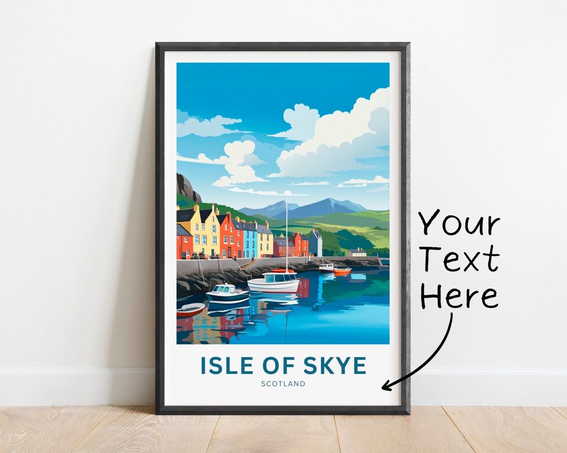 Personalized Isle Of Skye Scotland Harbor Boats Travel Wall Poster