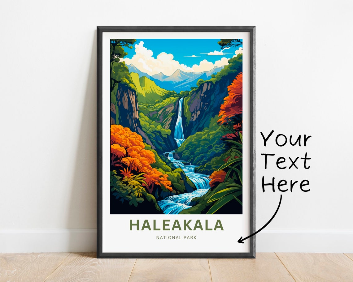 Personalized Haleakala National Park Waterfall Custom Text Poster