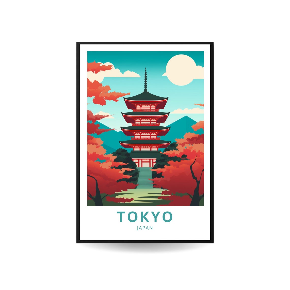 Tokyo Japan Pagoda Autumn Maples Mount Fuji Scenic Travel Poster - Image 2