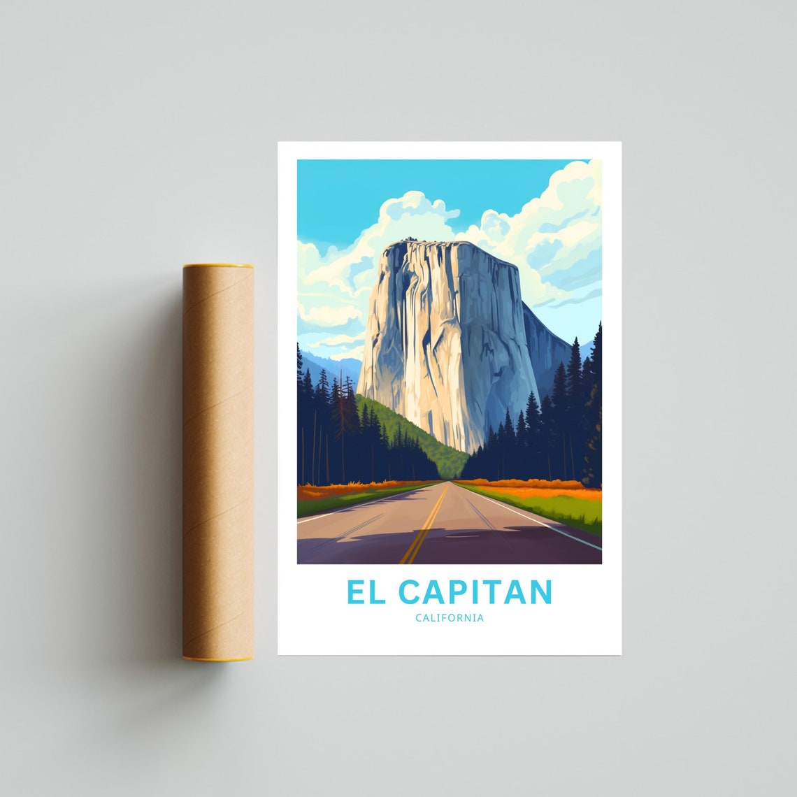 Personalized El Capitan Yosemite Granite Cliff Roadside Travel Poster - Image 4