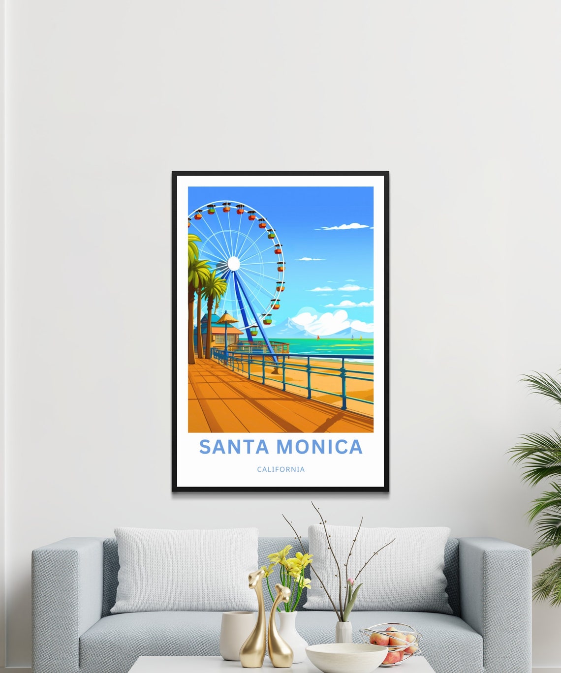 Santa Monica California Pier Ferris Wheel Personalized Travel Poster - Image 3