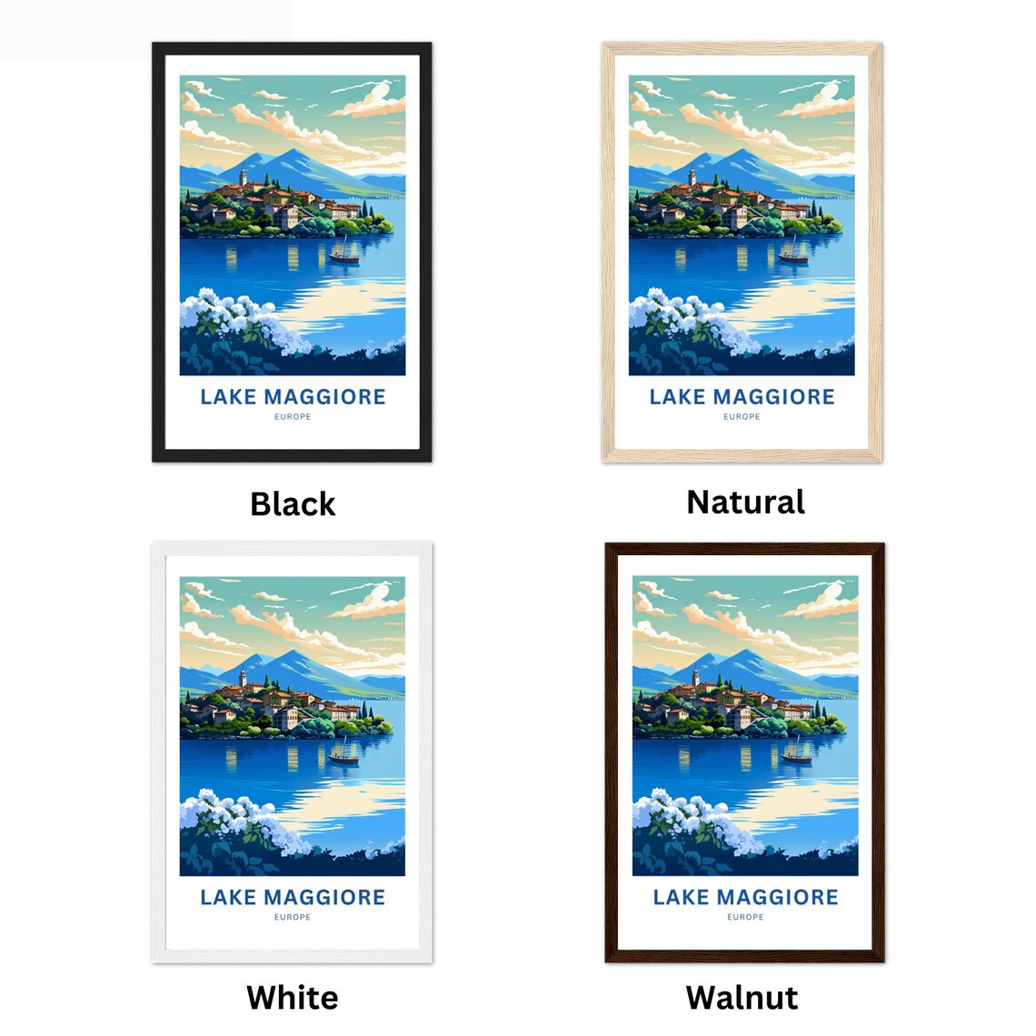 Lake Maggiore Europe Lakeside Village Vintage Travel Poster Artwork - Image 2