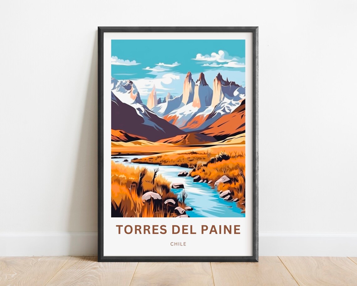 Torres Del Paine Travel Poster, Chile Wall Art