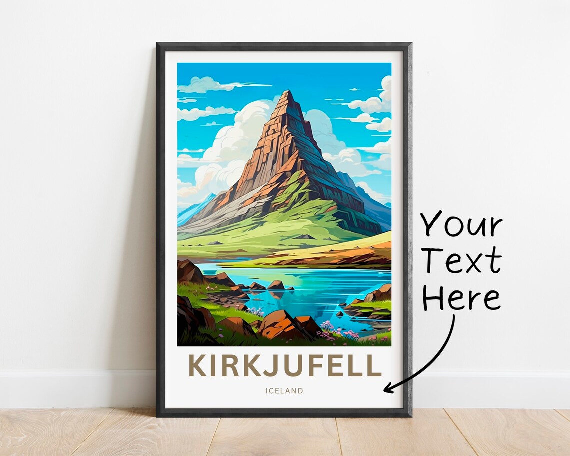 Personalized Kirkjufell Iceland Mountain Lake Landscape Travel Poster