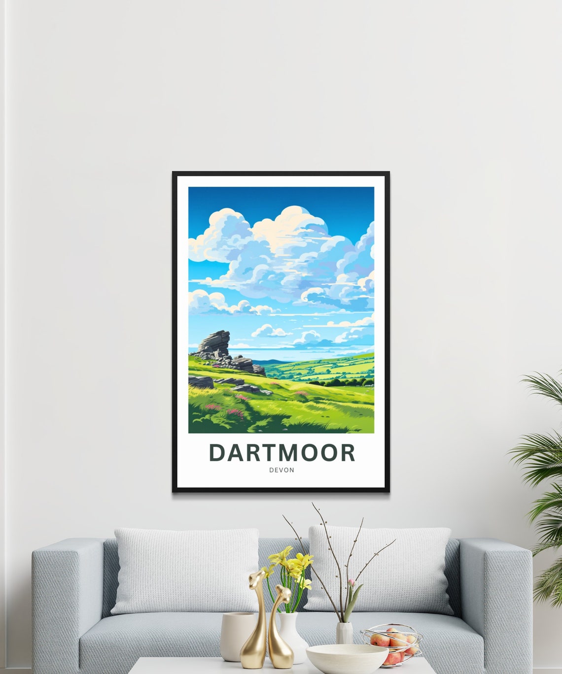 Dartmoor Devon Rocky Tor Green Valley Scene Personalized Poster - Image 3