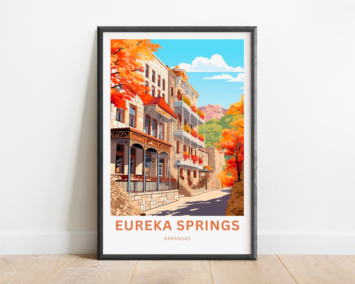 Eureka Springs Arkansas Autumn Grand Hotel Street Travel Poster