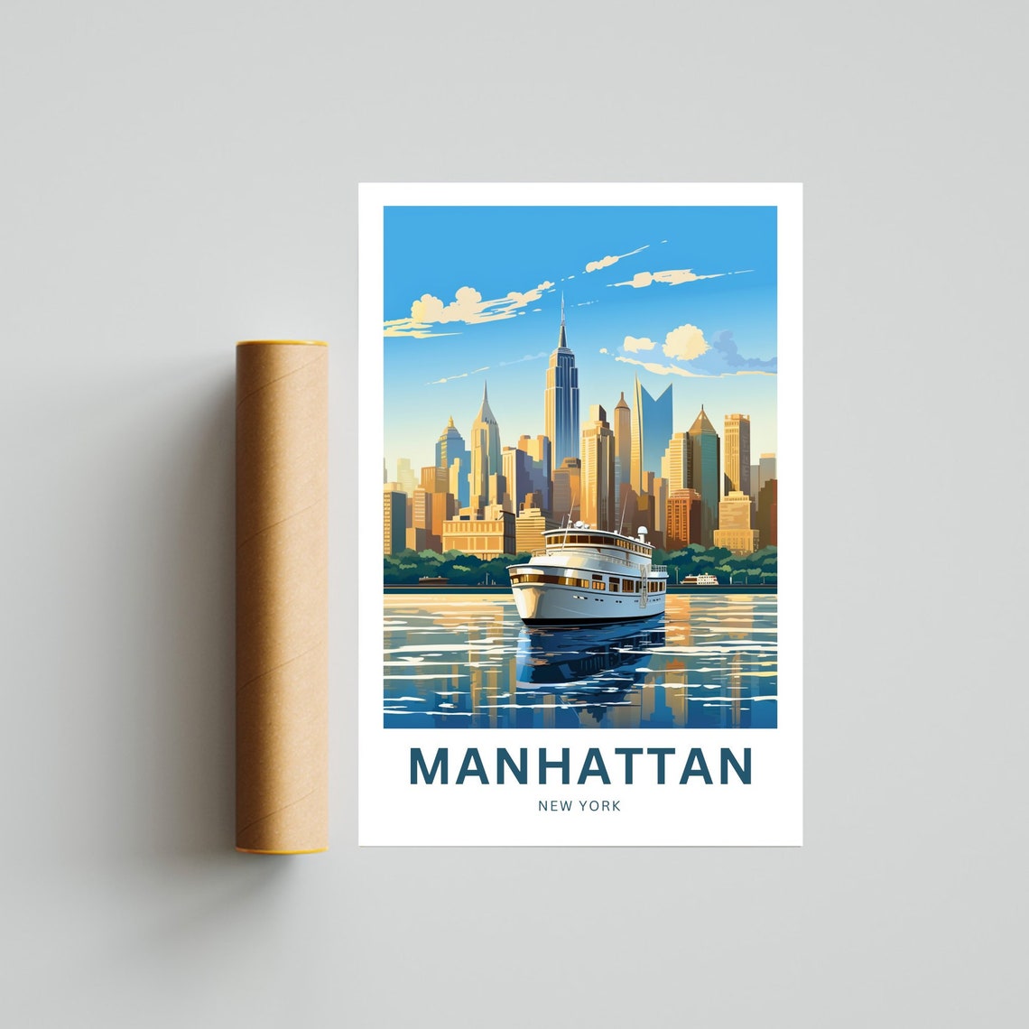 Personalized Manhattan New York Cruise Ship Skyline Scene Poster - Image 4