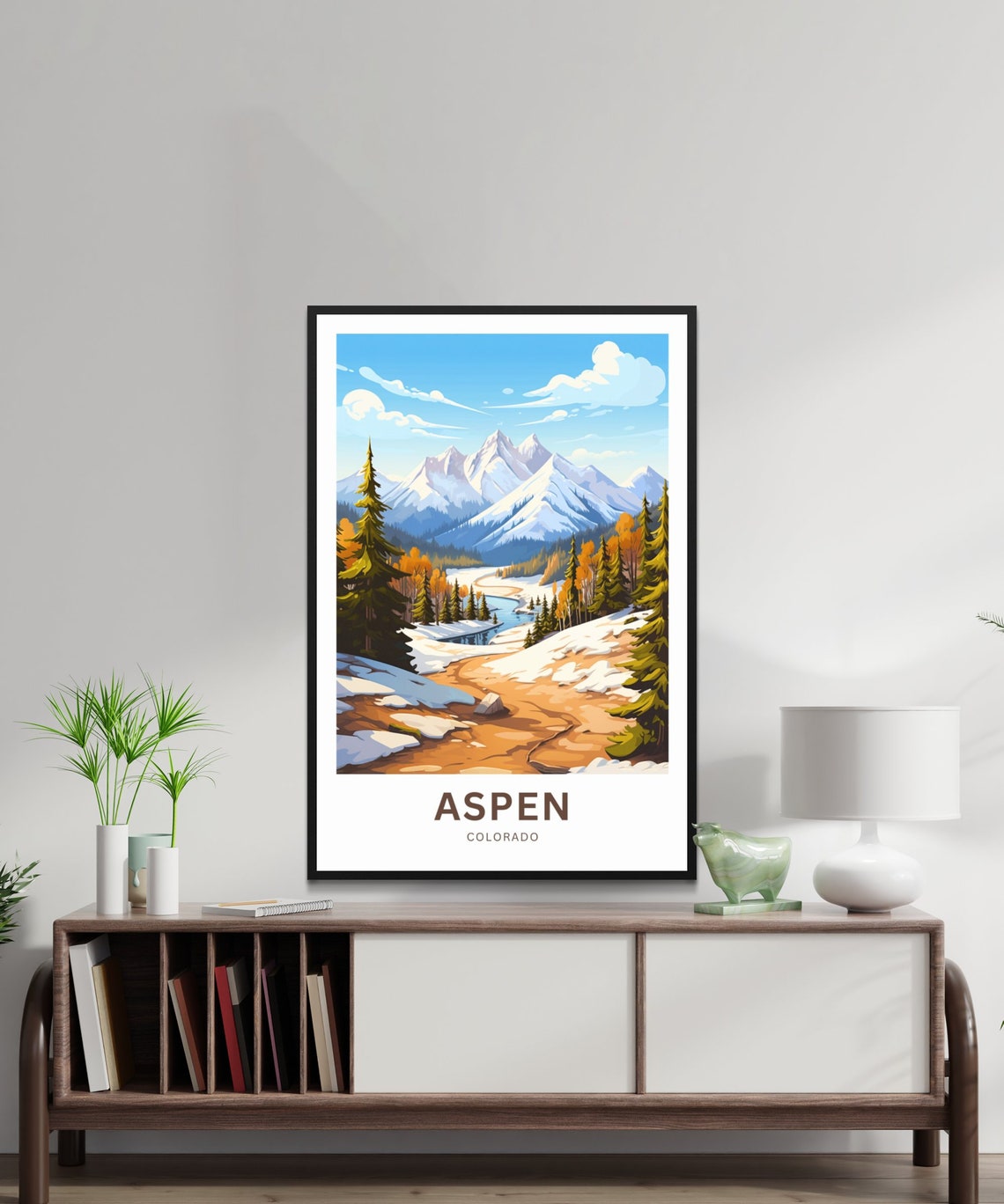 Aspen Colorado Rocky Mountain Snow Peaks Autumn Trail Poster - Image 2