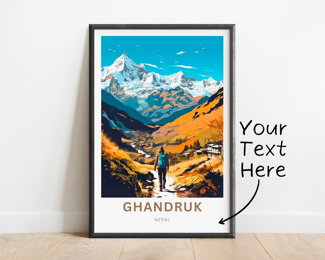 Personalized Ghandruk Nepal Trekker Mountain Valley View Poster