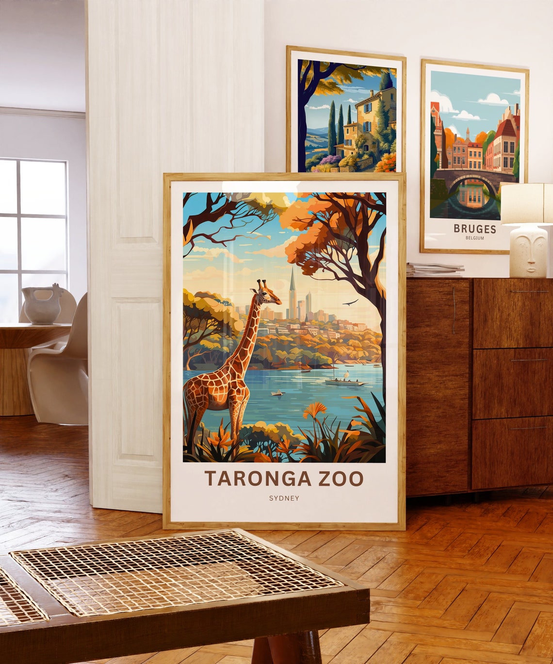 Taronga Zoo Sydney Giraffe Harbour View Skyline Travel Poster - Image 5