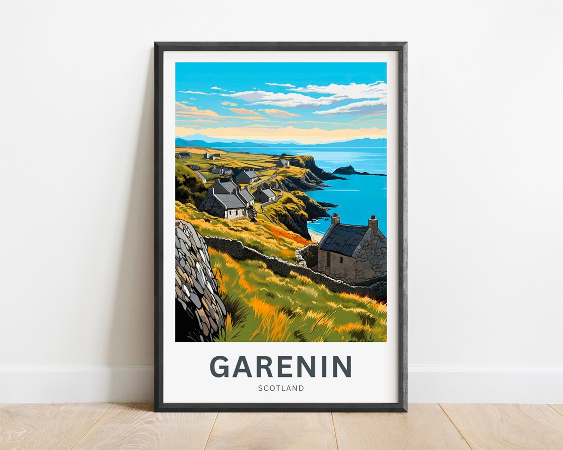 Garenin Scotland Coastal Croft Village Cliffs Sea Travel Poster