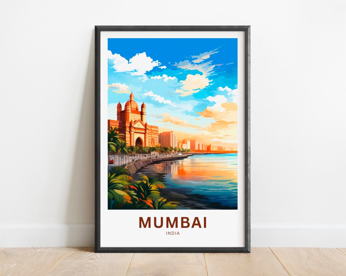 Mumbai Travel Poster, India Wall Art