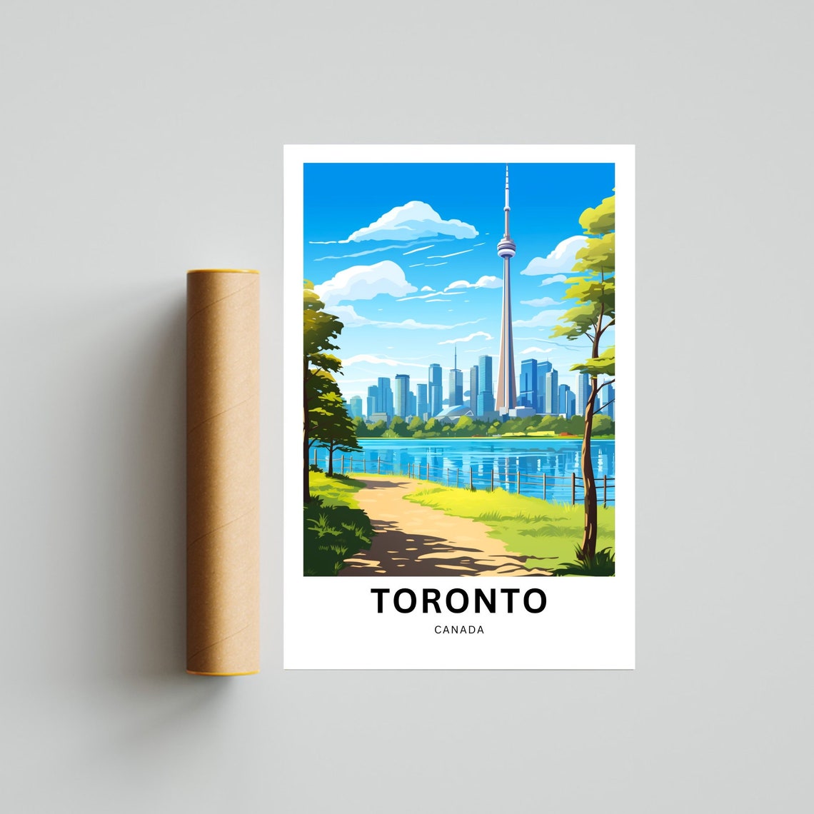 Toronto Canada CN Tower Waterfront Park Skyline Travel Poster - Image 4