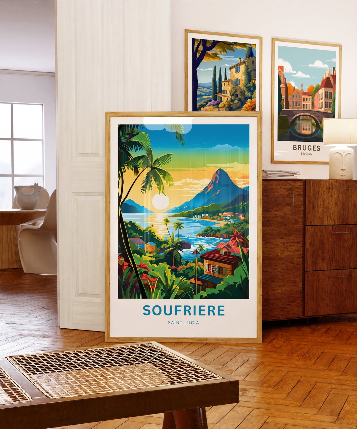 Soufrire Travel Print Soufriere Poster Saint Lucia Wall Art Framed Present Gift Caribbean Present Personalized Custom Text - Image 5