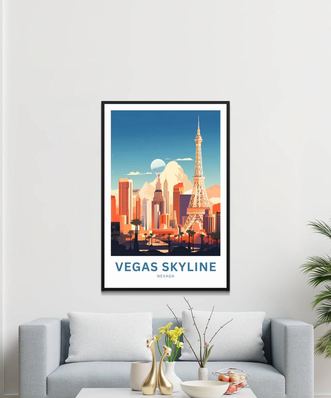Vegas Skyline Nevada Strip Hotels Lights Evening City Travel Poster - Image 3