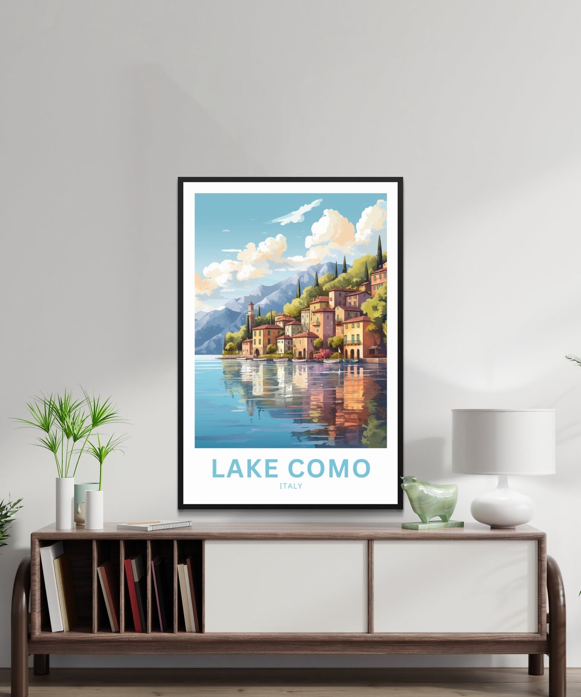 Lake Como Italy Lakeside Village Reflection Mountain View Poster - Image 3