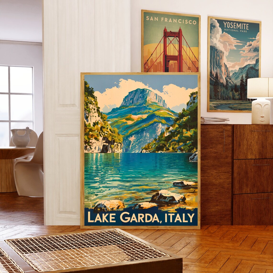 Lake Garda Italy Rocky Shore Mountain Lake View Vintage Poster - Image 5