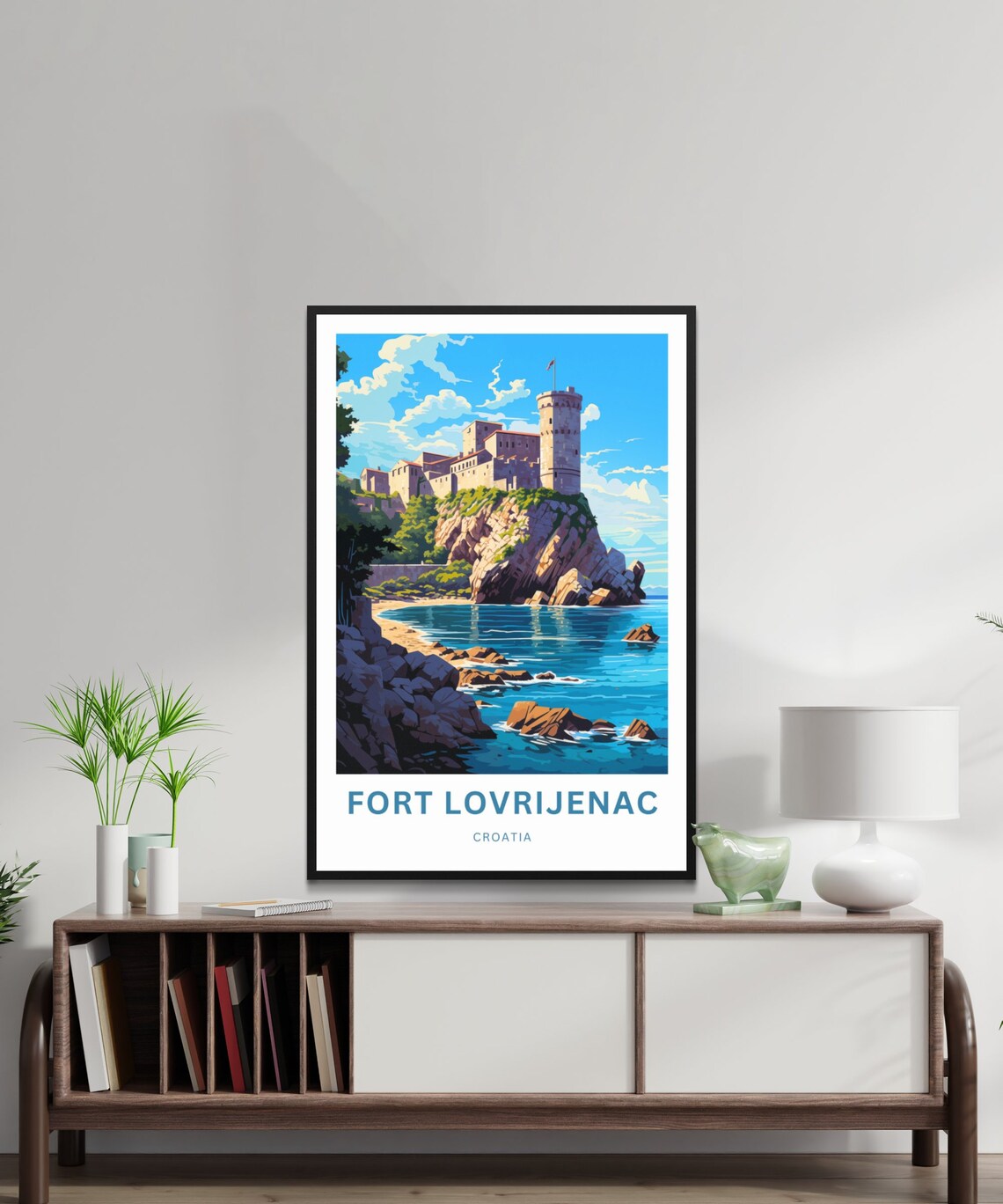 Fort Lovrijenac Croatia Cliffside Fortress Blue Sea Travel Poster - Image 2