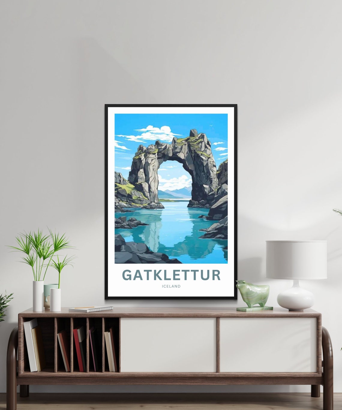 Gatklettur Sea Arch Iceland Turquoise Coastline Travel Poster - Image 2