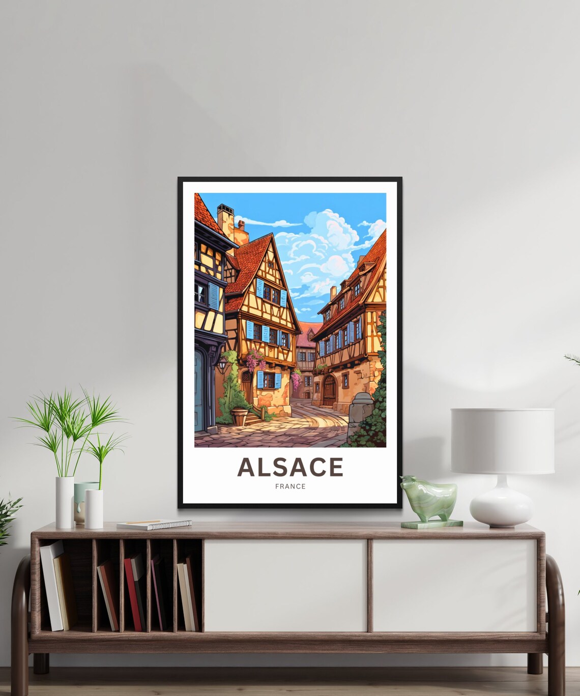 Personalized Alsace France Half Timbered Village Retro Street Poster - Image 2