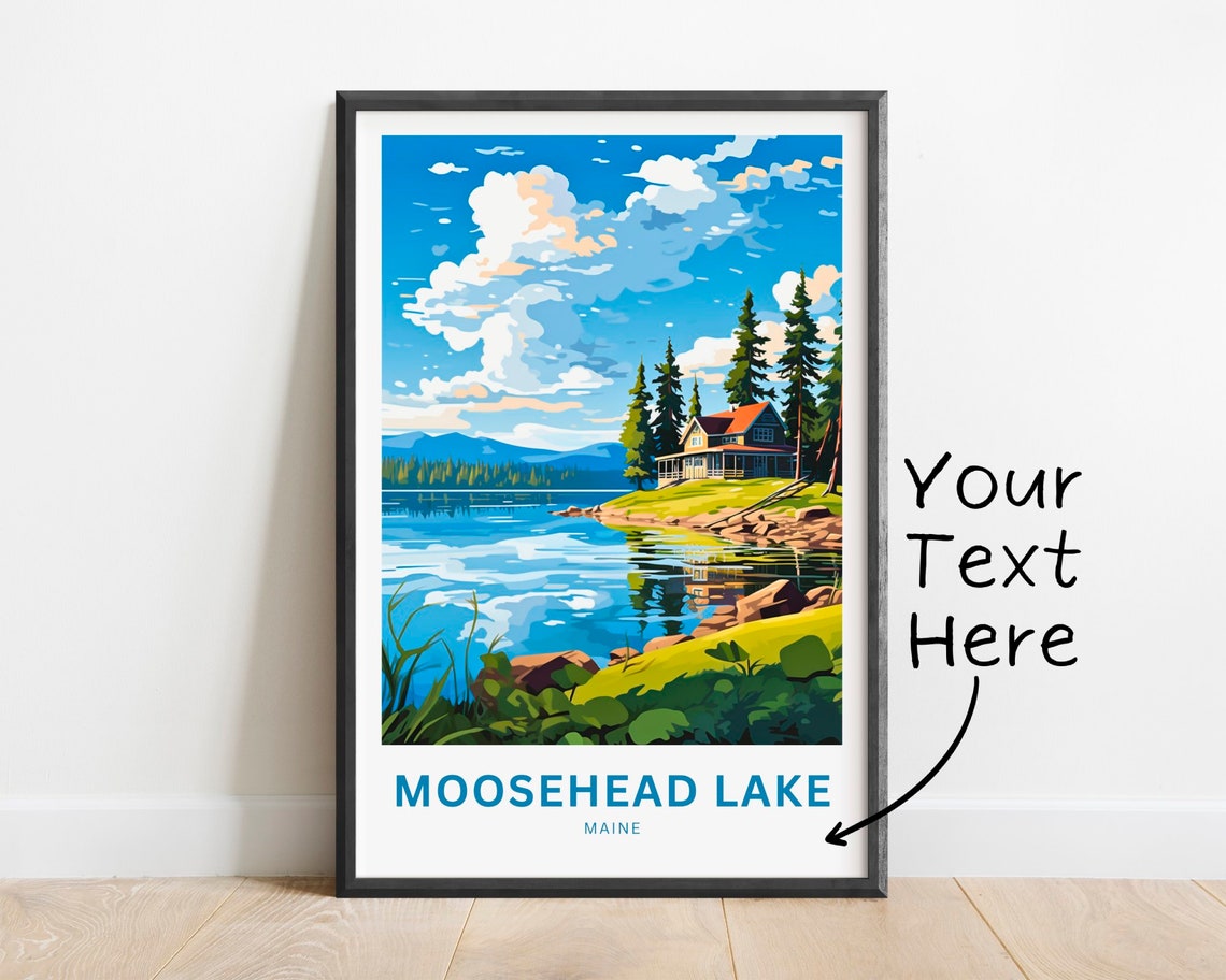Moosehead Lake Maine Personalized Lakeside Cabin Travel Poster