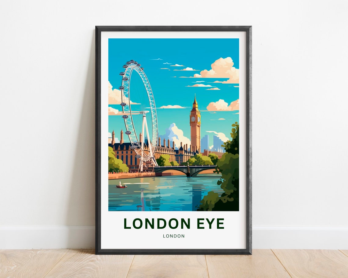 London Eye Big Ben River Thames Westminster Riverside Scene Poster