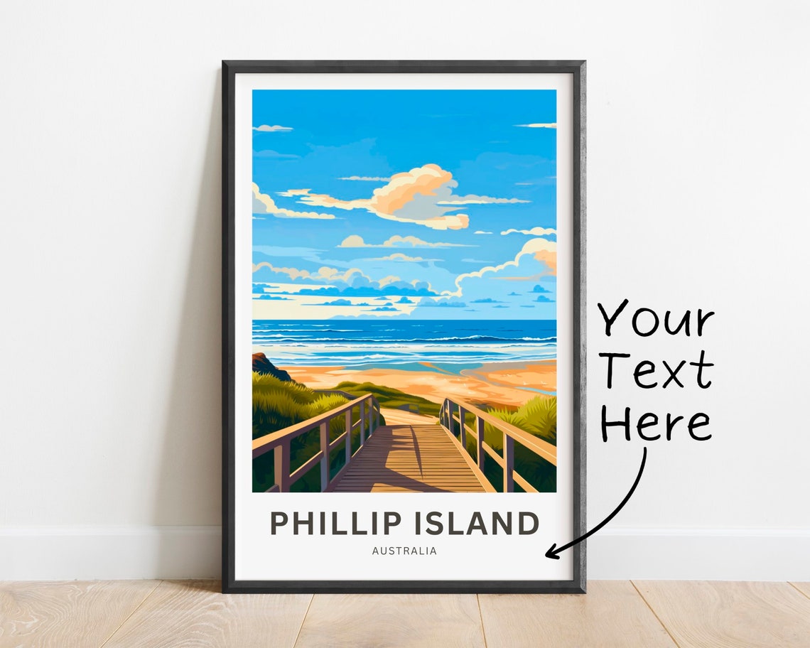 Phillip Island Australia Golden Hour Boardwalk Custom Text Poster