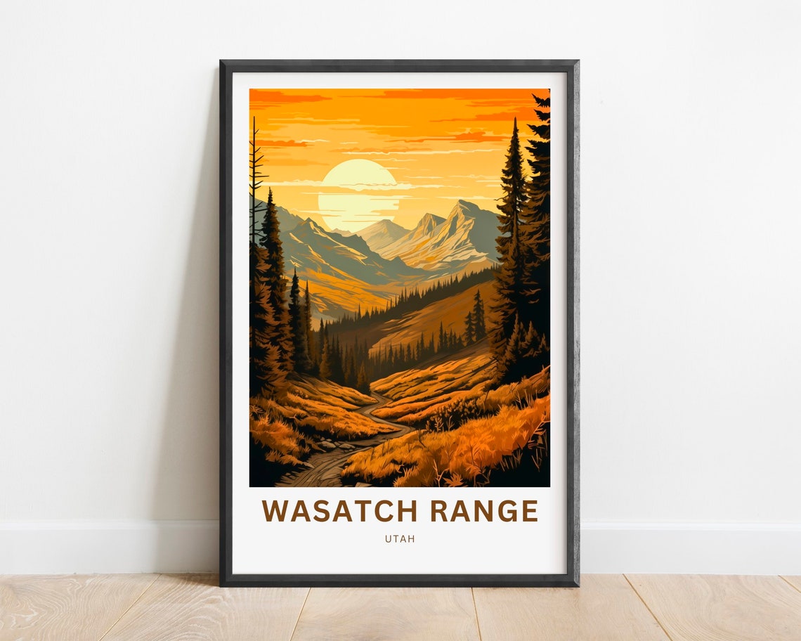 Wasatch Range Utah Sunset Pine Forest Mountain Trail Vintage Poster
