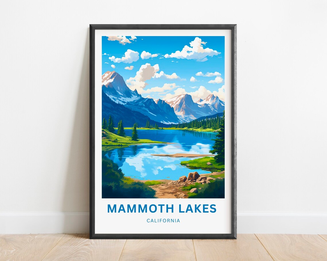 Mammoth Lakes California Mountain Lake Snowy Peaks Travel Poster