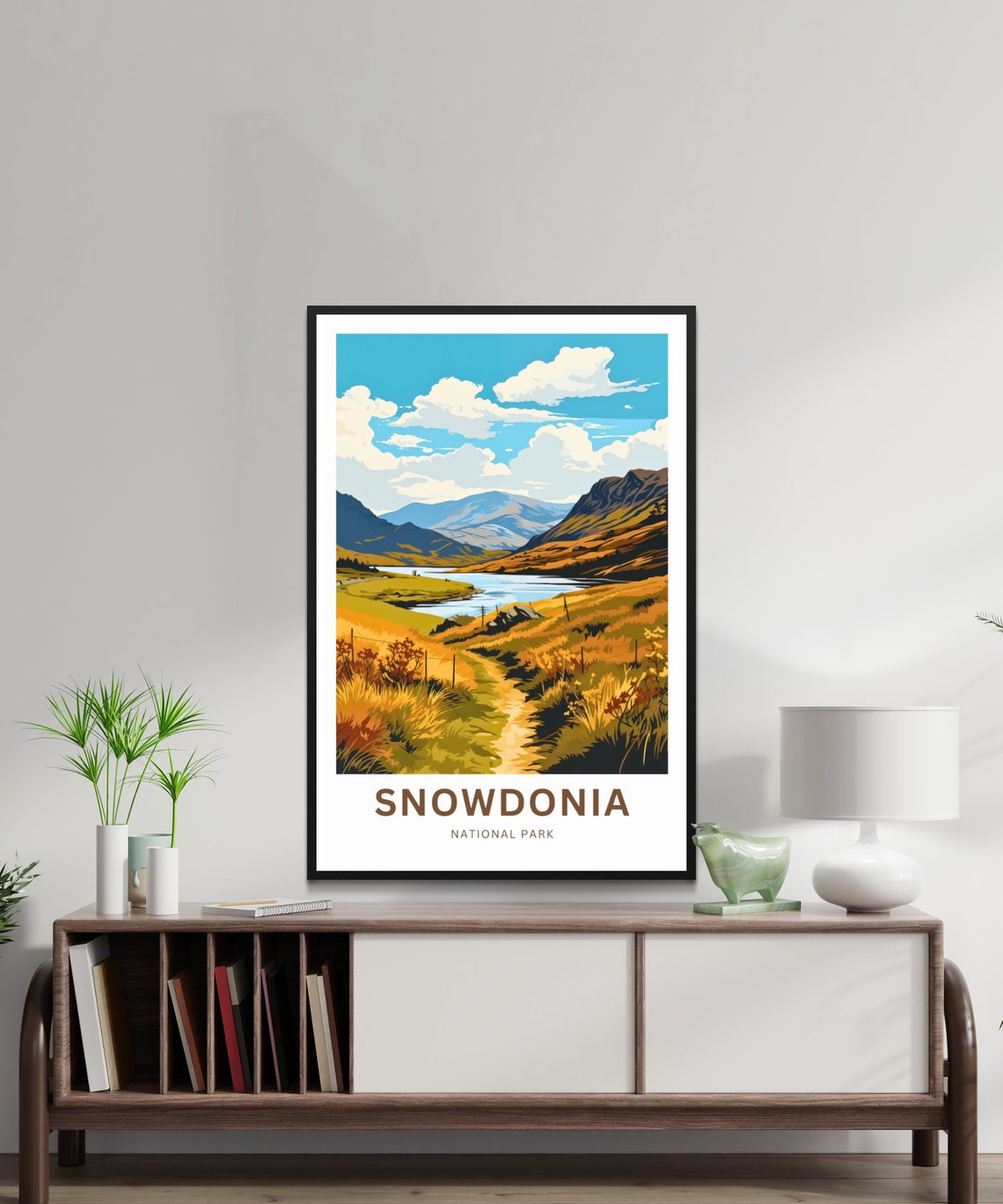 Personalized Snowdonia National Park Golden Moorland Trail Lake Poster - Image 2